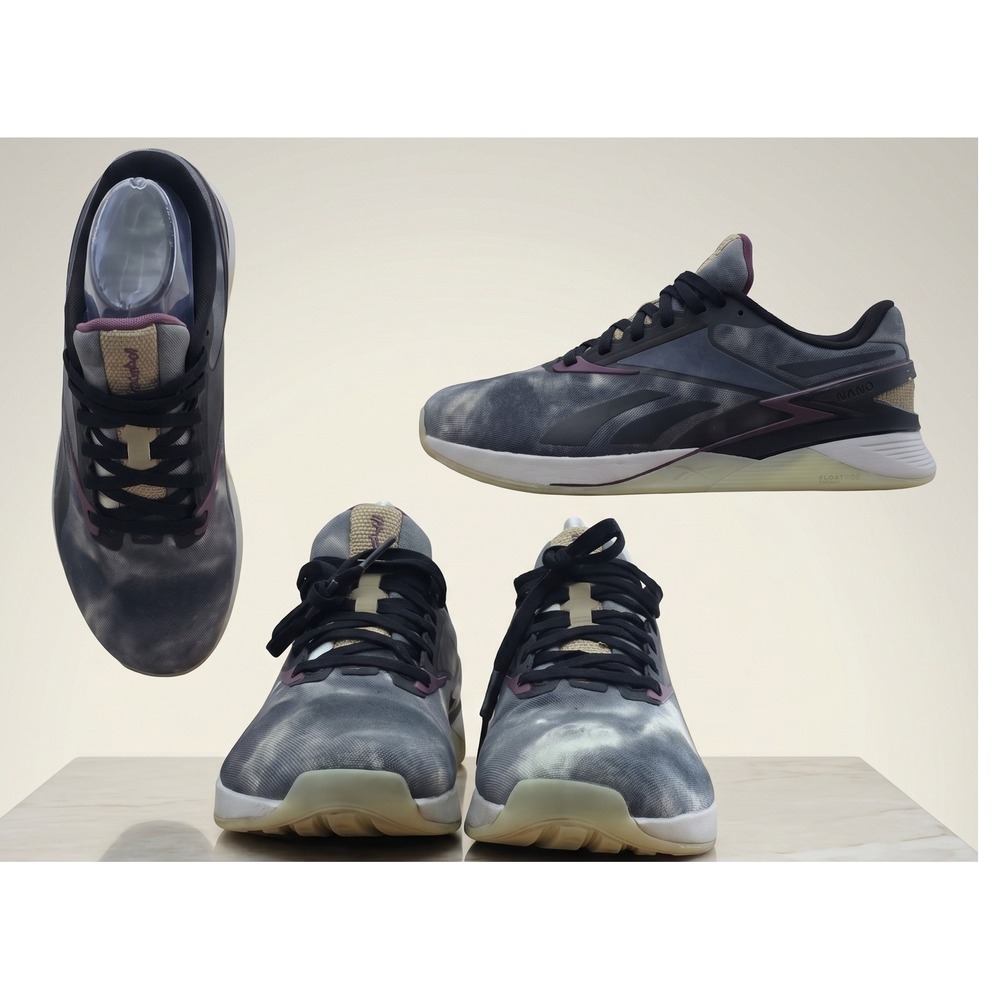 Reebok Nano X3 Womens 5.5 Grey Purple Tie Dye Training Shoes IE4106‎ Floatride